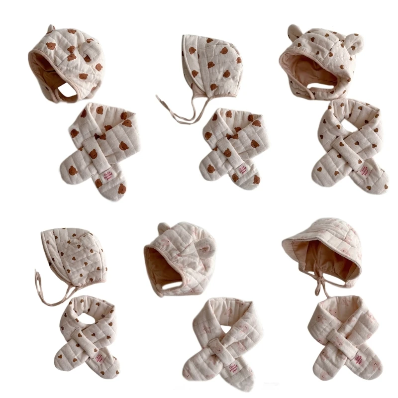 L5YF 2Pcs Baby Hat and Scarf Set for Newborns and Infant Soft & Comfortable Essential