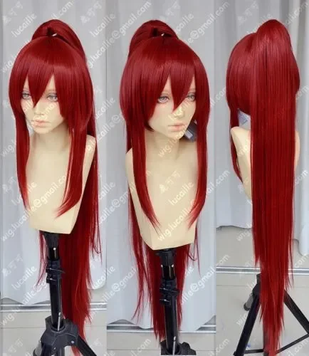 High Quality Anime Fairy Tail Erza Scarlet 100cm Long Ponytail Cosplay Wig