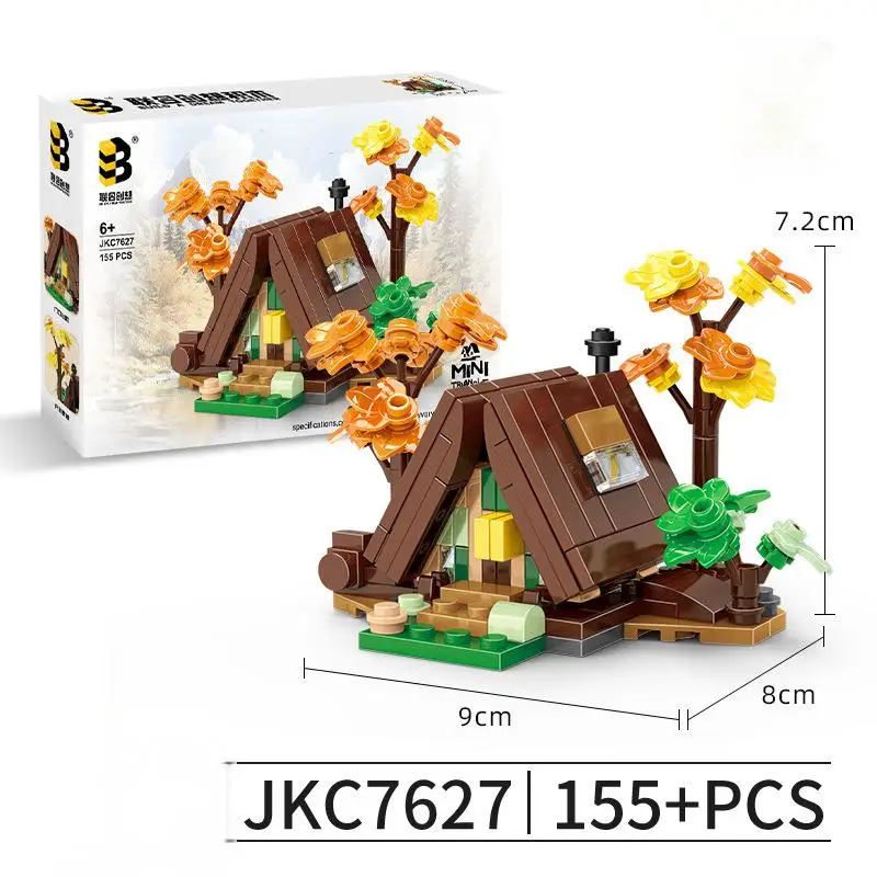 OUZEY Mini bloques de construcción de casa Triangular de estilo chino, más de 14 partículas pequeñas, montaje DIY, modelo educativo, regalo