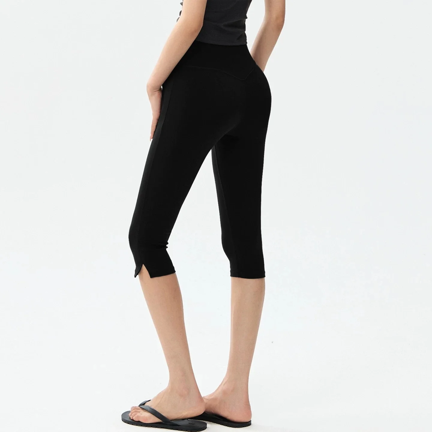 Women High Waist Naked Feel Yoga Capri Leggings Butt Lifting Breathable Stretch Sports Pants Pilates Running Gym