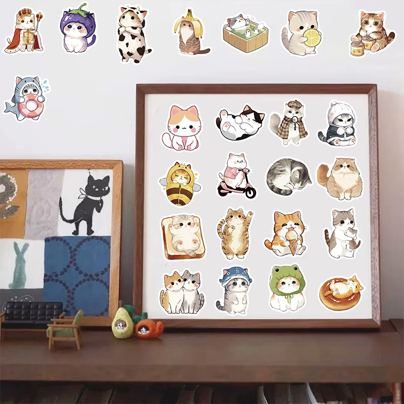 50/100/200/250PCS Kawaii Cute Cat Stickers Notebook Motorcycle Laptop Luggage Phone PET Coffee Motorcycle Retro Car Sticker