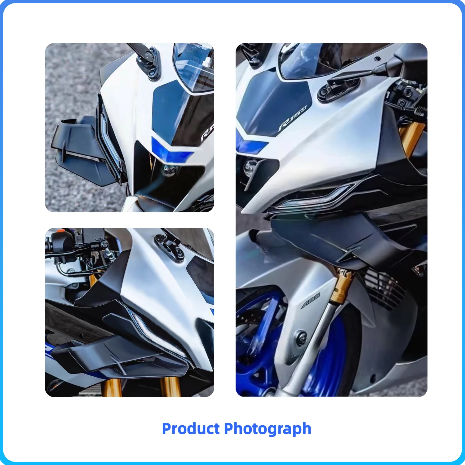 for YAMAHA YZF R15 YZF-R15 V4 2022 2023 Motorcycle Fairing Parts Fixed Wing Wind Aerodynamic Winglet Windshield Spoiler Black