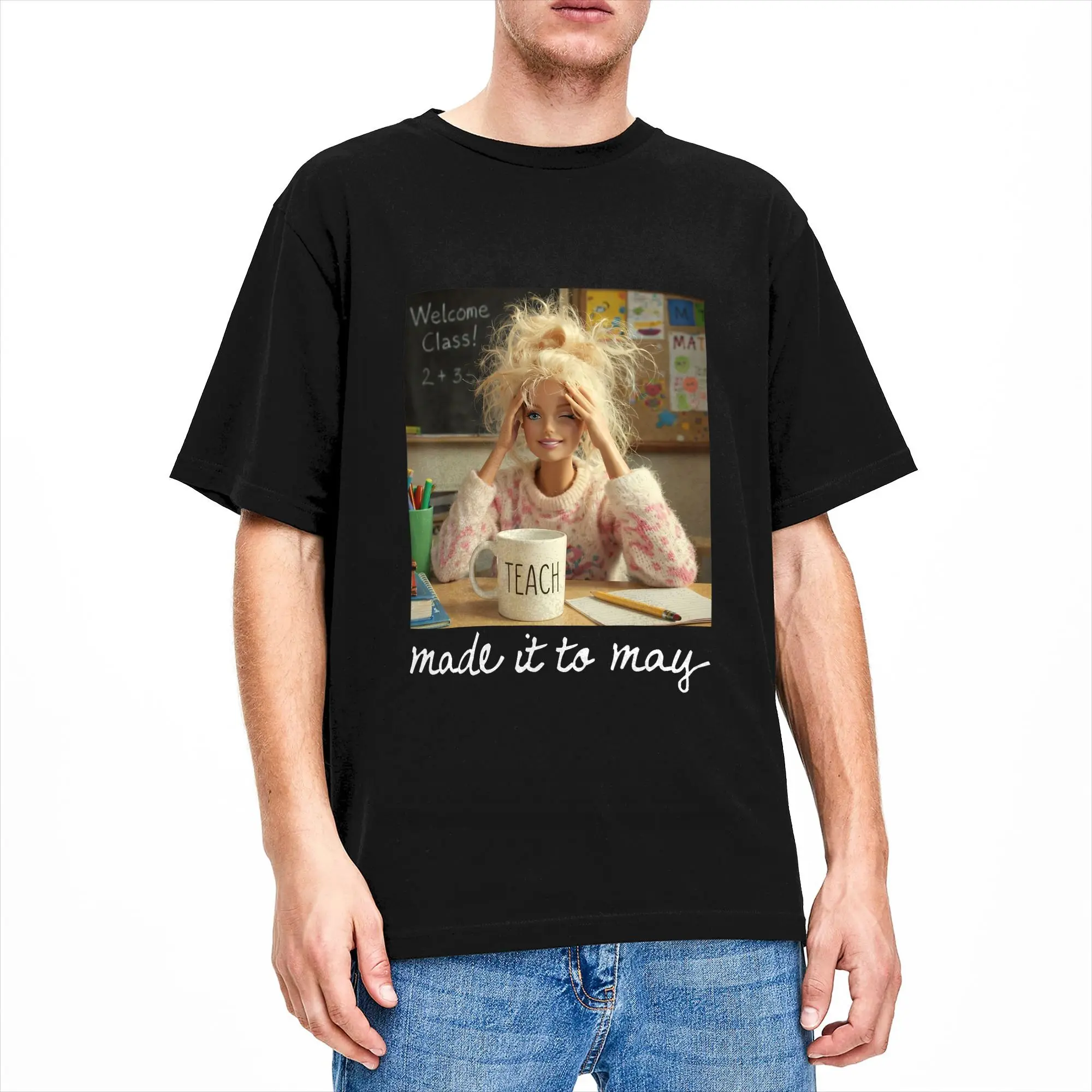 Made It to May Teacher Girls Meme Last Day of School T-Shirt Summer  Fashion T-Shirts Couple Cotton O Neck Plus Size Clothes