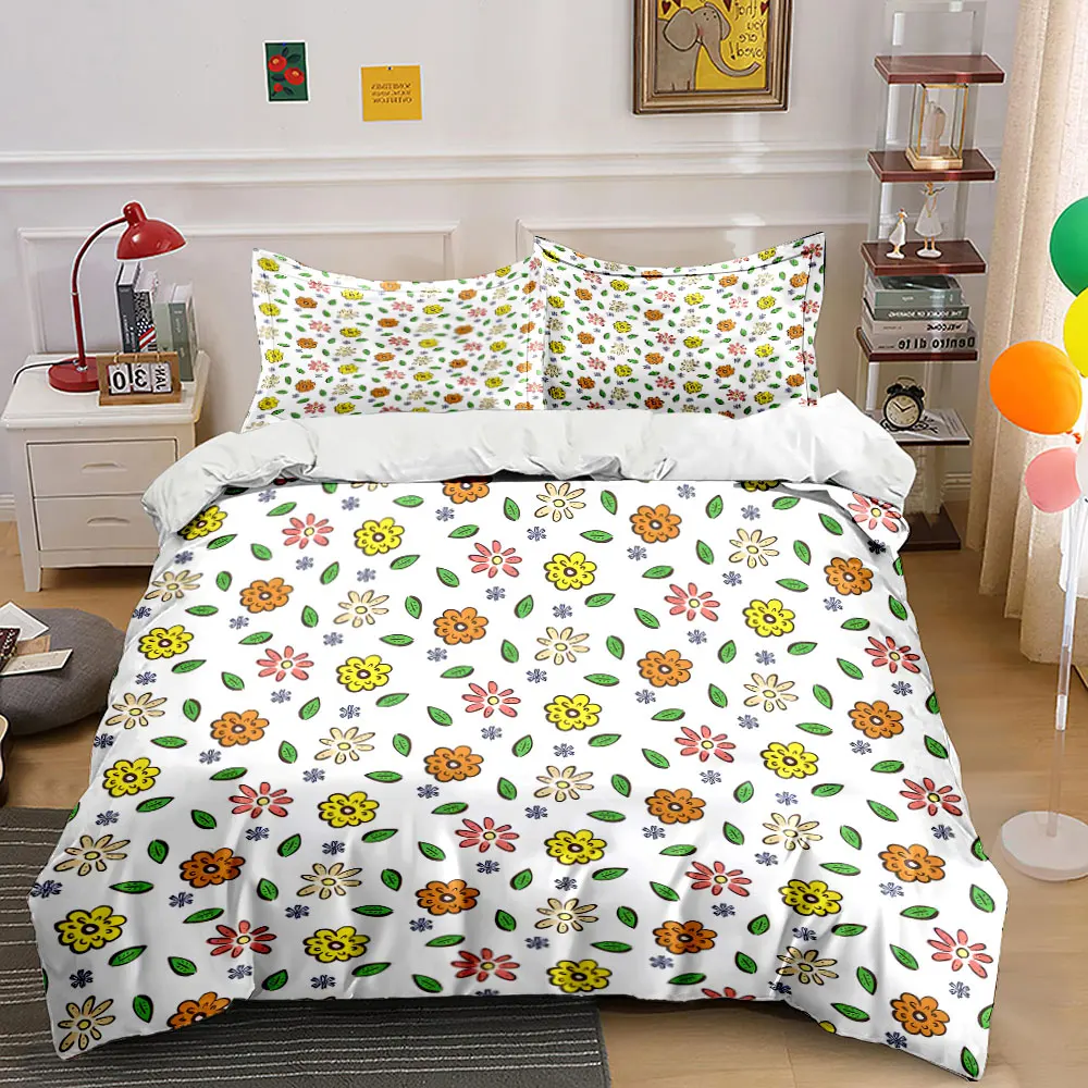 

Hand-drawn Floral and Leaf Pattern Print Soft Comfortable Duvet Cover Bedding Set Included 1*Duvet Cover 2*Pillowcases
