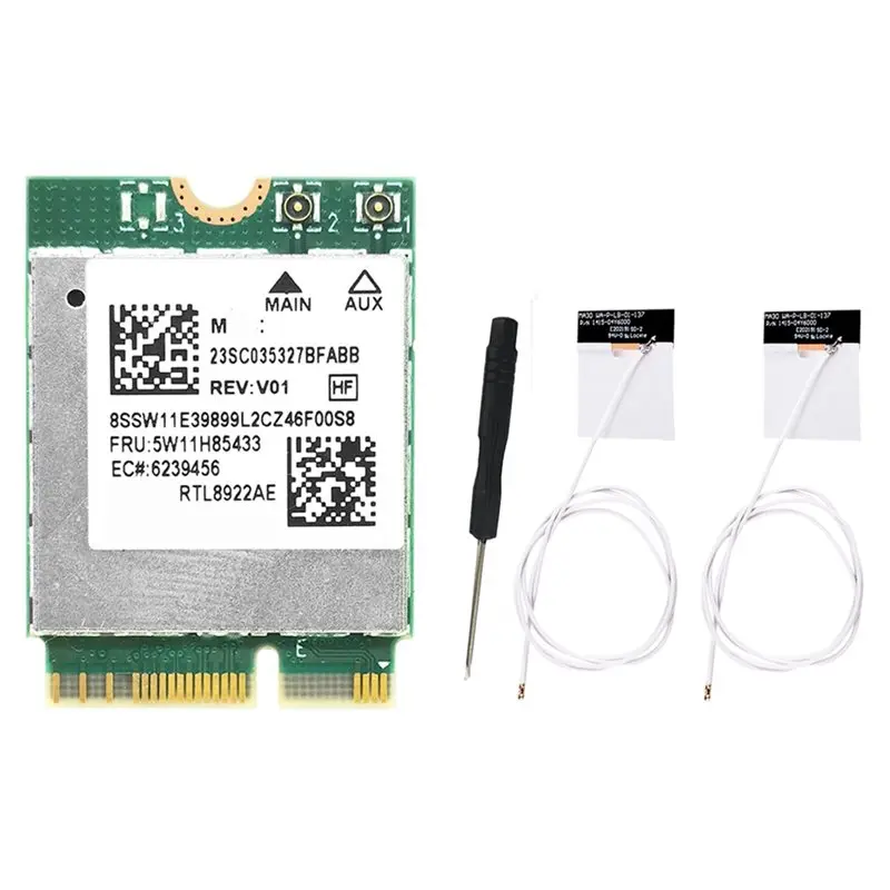 

Комплект карт Wi-Fi A23F-RTL8922AE, 6338 Мбит/с, 2,4G/5G/6G, трехдиапазонный, M.2 NGFF, Bluetooth 5.4, беспроводной Wi-Fi адаптер для Win10/Win11