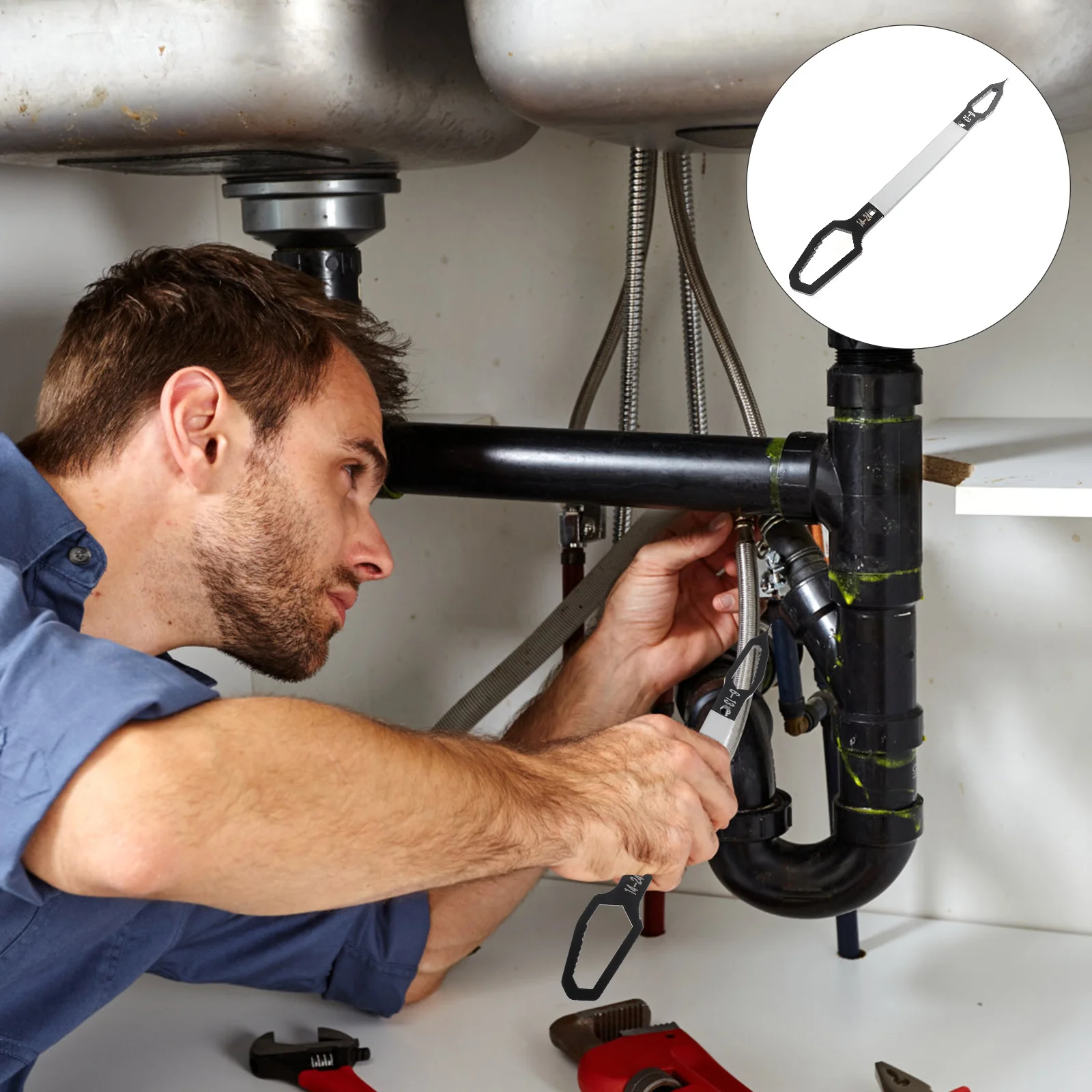 

1Pcs Double-Headed Wrench 6-24Mm High Hardness Steel Universal Spanner Self-Tightening Repair Tool for Home Auto Mechanical