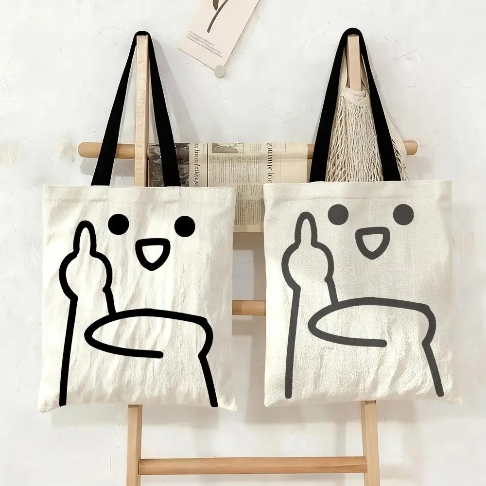 Funny Middle Finger Storage Bags Storage Bags Canvas Tote Bag Large Capacity Shoulder Fashion Eco Shopping Handbag