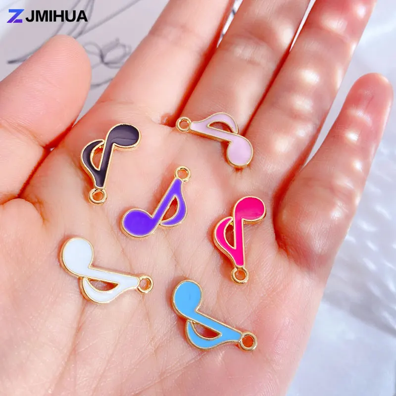 15PCS Gold Color Pendant Enamel Musical Note Charms For Jewelry Making Necklaces Earrings Bracelets DIY Handmade Accessories