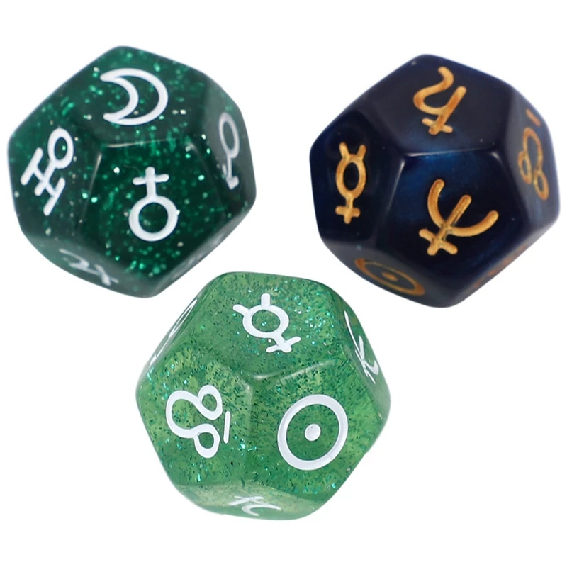 18Pcs Pearl 12-Sided Astrology Zodiac Signs Dice For Constellation Divination Toys Creative Multi Sided Dice Type A