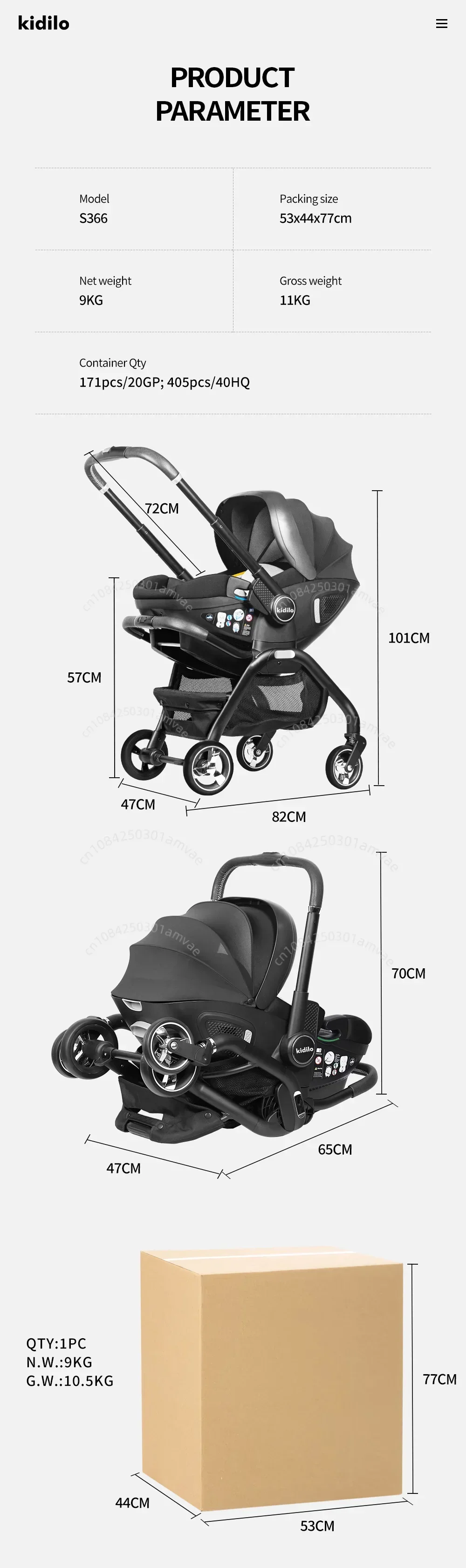 Tragbare Babywagen (einschließlich Babykörbchen für Neugeborene) und multifunktionale Babywagen, die aus der EU versendet werden – hochwertige, zusammenklappbare Babywagen. – Detail 13