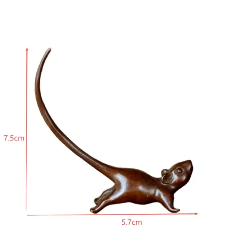 Long Tail Mouse Miniature Figurine Chinese Style Tea Pet Vintage Pure Copper Rat Ornament Home Decoration Accessories· view 6