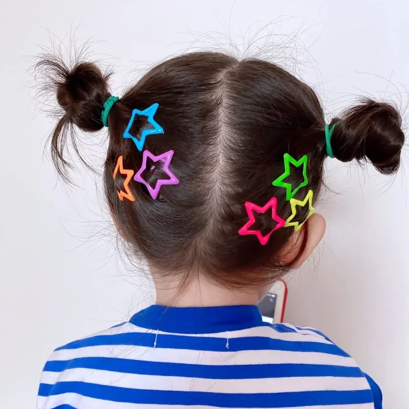 2/20Pcs Colorful Star BB Hairclips Girls Y2K Cute Star Barrettes Women Simple Metal Snap Clip Headdress Hair Jewelry Accessories