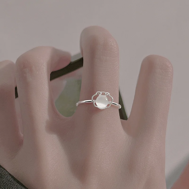New Fashion Chinese Wind Symbolizes Auspicious Cloud Longevity Lock 925 Sterling Silver Popular Opening Rings R352