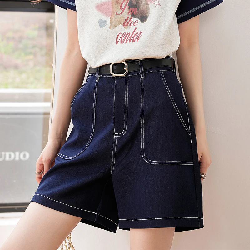 

Korean Style Classic Denim Shorts Women Summer High Waisted Shorts Wide Leg Pants Streetwear Stright Jeans Womens Shorts