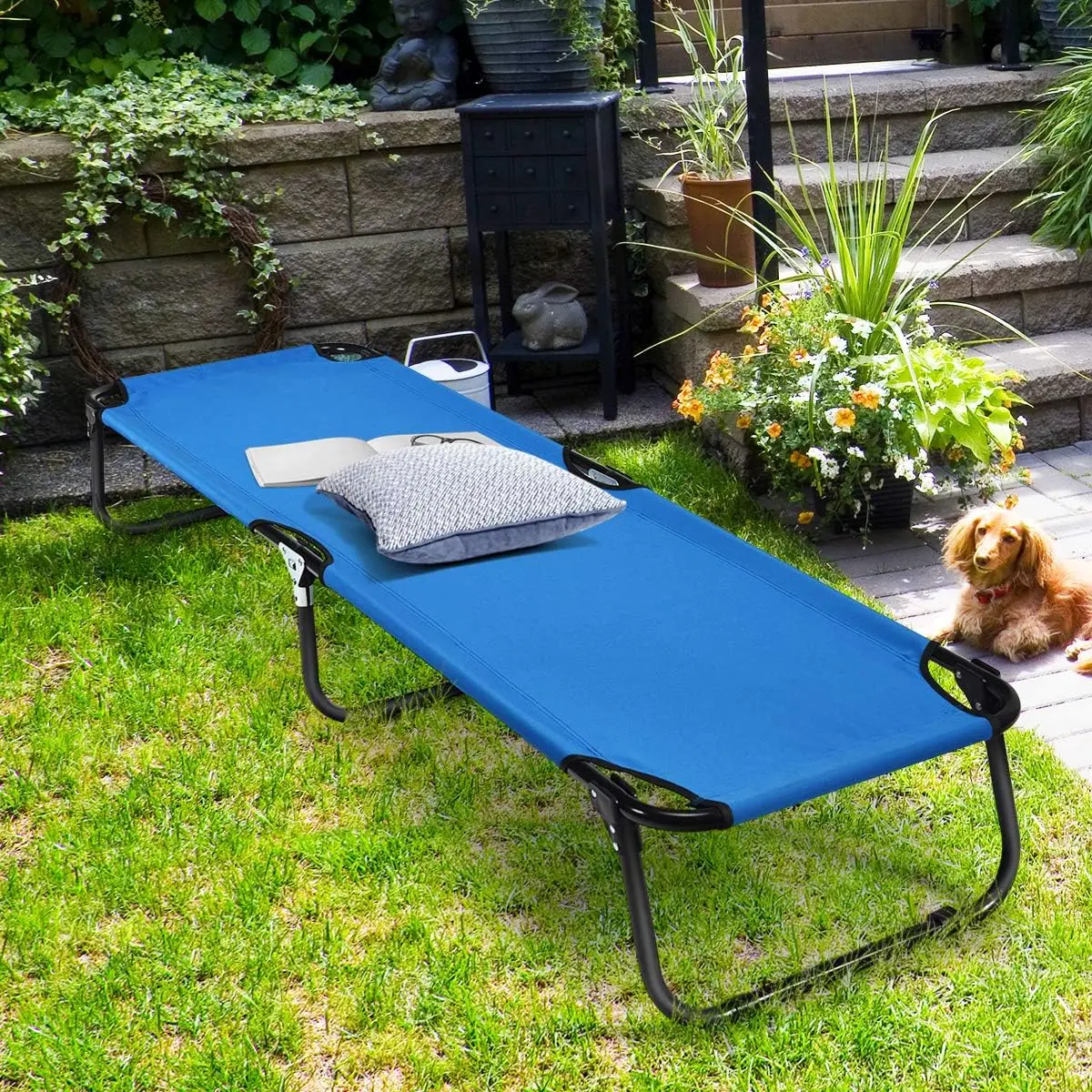 

Folding Camping Cot for Adults, Portable Sleeping Cot Bed Heavy Duty Frame, Easy Set Up, Light Weight Camping Bed