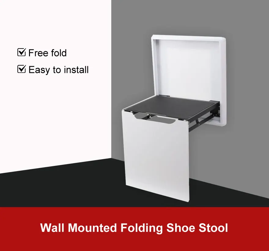 100kg/200lbs Folding Chair Wall-Mounted Stool Invisible Shoe-Changing Stool Entry Hallway Kitchen 40x42cm