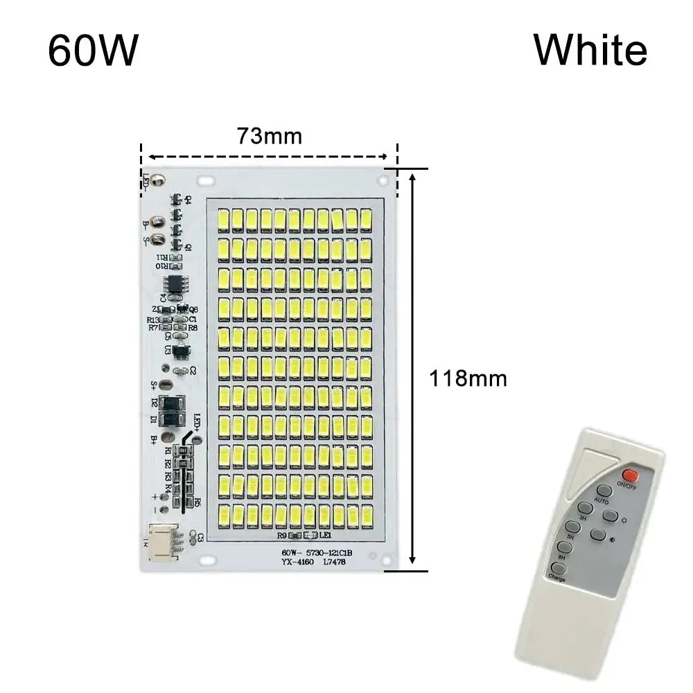 

1Pcs 25/40/60/100W LED Solar Light Board White Light High Brightness Light Source Panel SMD5730 with Remote Controller