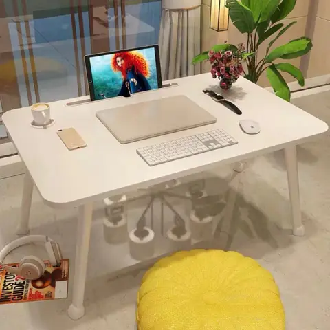 Foldable Laptop Bed Table Lap Table with Cup Holder Drawer Tablet Stand Laptop Bed Tray Table Portable Lap Table Foldable Legs
