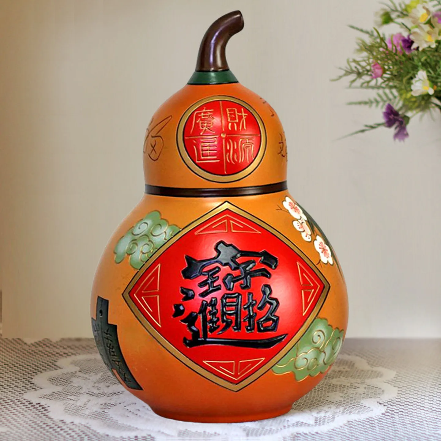 Auspicious gourd ornaments, living room decorations, housewarming, new residence entrance, dining cabinet, bogu rack decorations