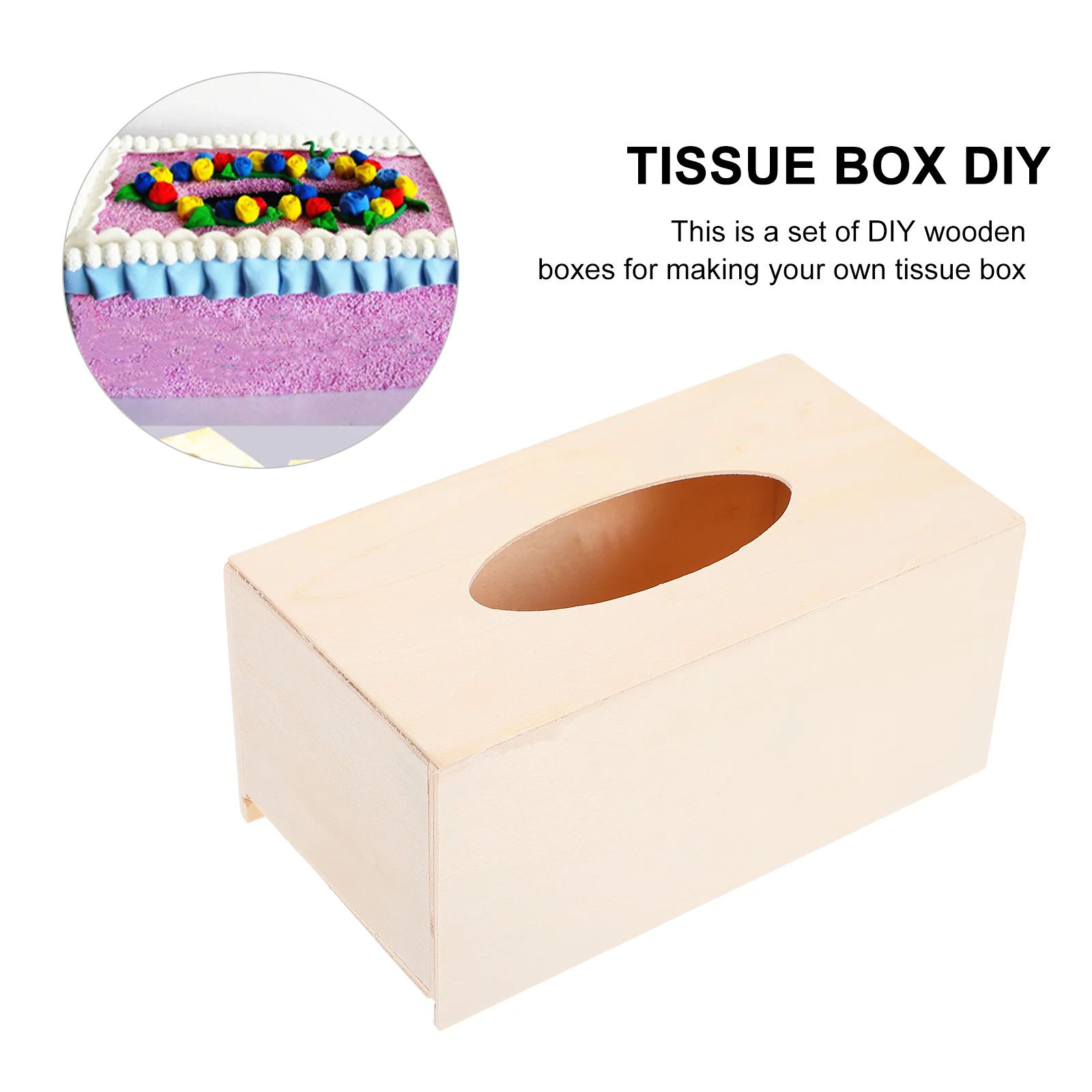 2Pcs Handmade Wooden Tissue Box DIY Napkin Holders Plain Color Lightweight Portable for Kids Home Use Wooden Tissue Box