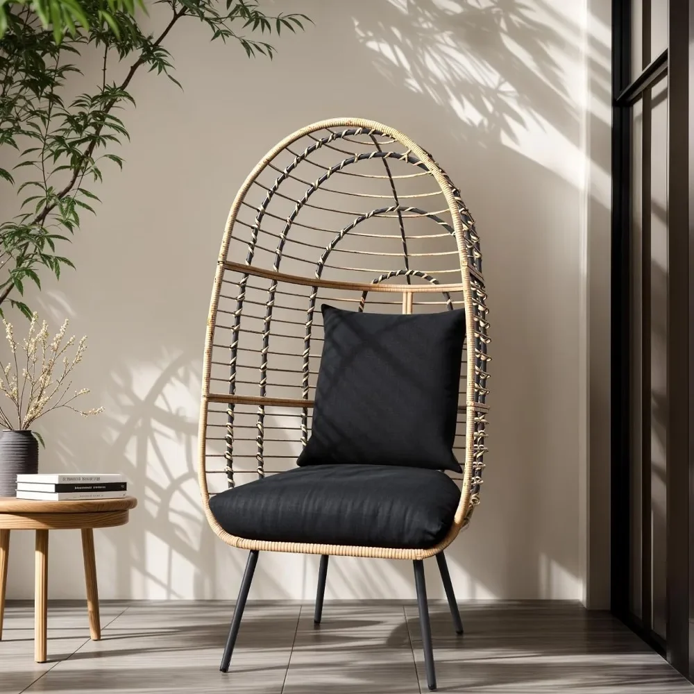 

Living Room Garden Furniture Outdoor Chairs Backyard Swinging Chair Wicker Egg Chair Suspended Swing Set Balcony (Beige Rattan