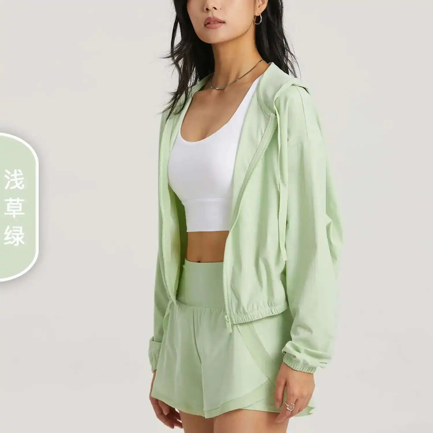

Yoga Suit Women's High-end Standing Collar Long Sleeved Sports Jacket Running Training Fitness Top Windproof Running Suit