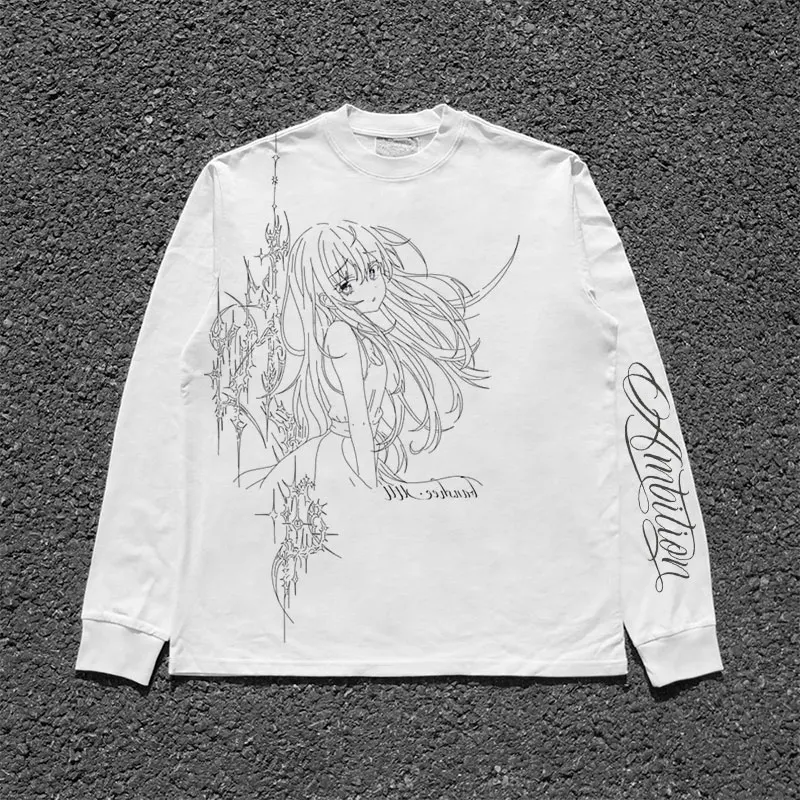 Dark Series Post-Apocalyptic Subculture Early Autumn New Long Sleeve T-Shirt Breathable Loose Fit Cotton Men's Women's Universal