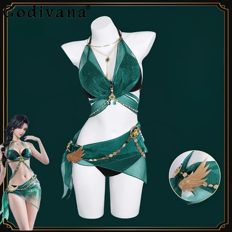 

Game Summer Swimsuit Cosplay Costume Women's Lingerie Set Carnival Party Sexy Swimsuit Girls Backless Top Short Skirt Set