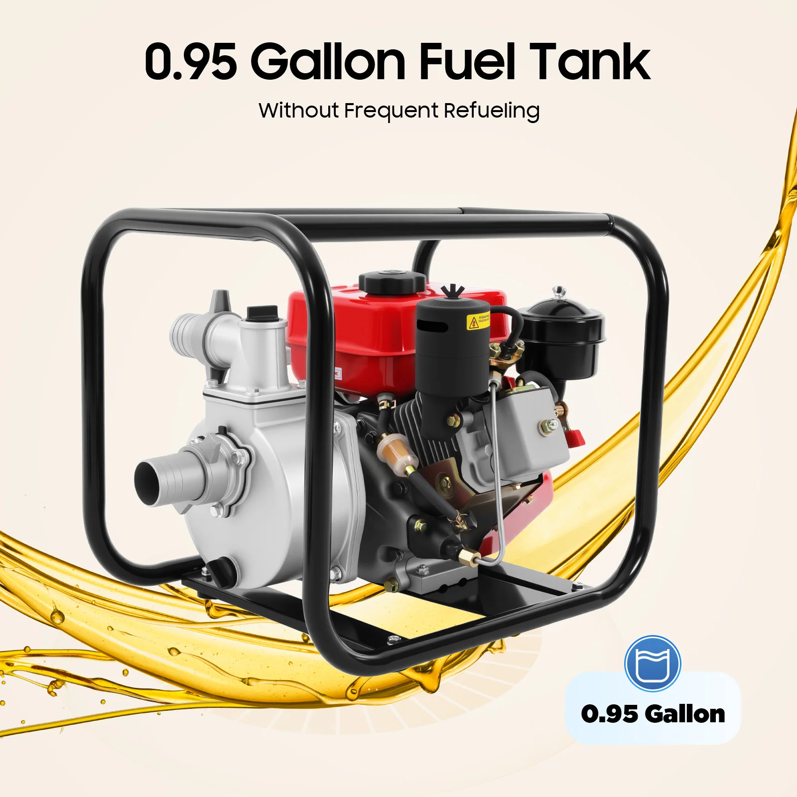 مضخة مياه محرك ديزل 7.5HP 210cc 110GPM ديزل - مضخة مياه مدفوعة مع أنابيب مياه 7.5 متر، لري المزرعة والمياه الميدانية