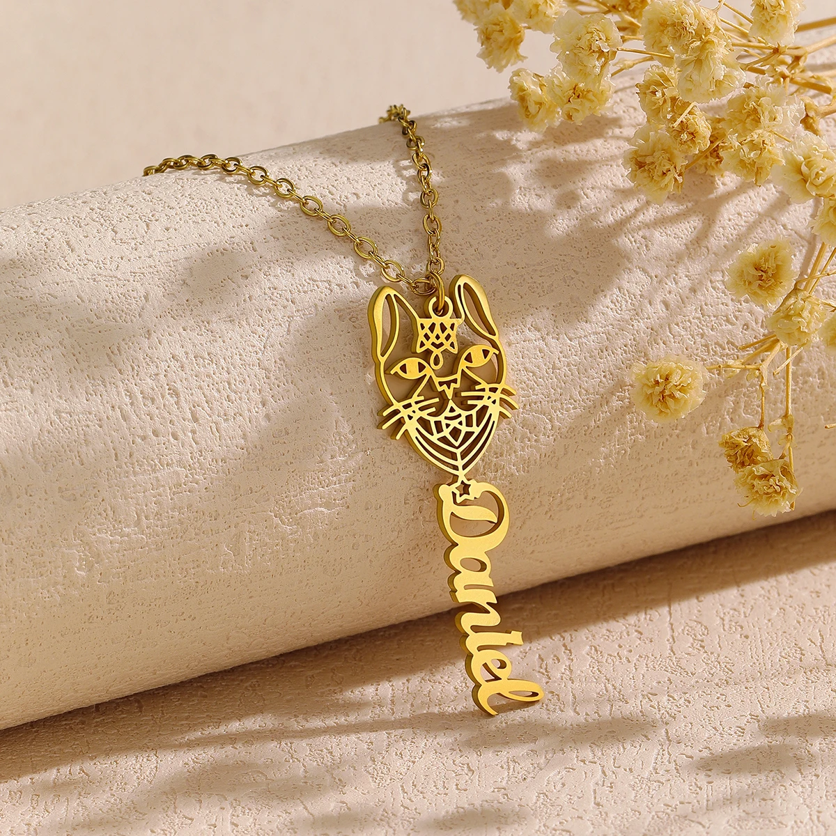 

Personalized Custom Artistic Cat Name Necklace For Women Stainless Steel Handmade Nameplate Choker Chain Jewelry Gift