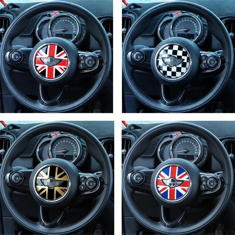 Union Jack Steering Wheel Center Cover Sticker For Mini Cooper F55 F56 F60 Car Interior Decorative Accessory