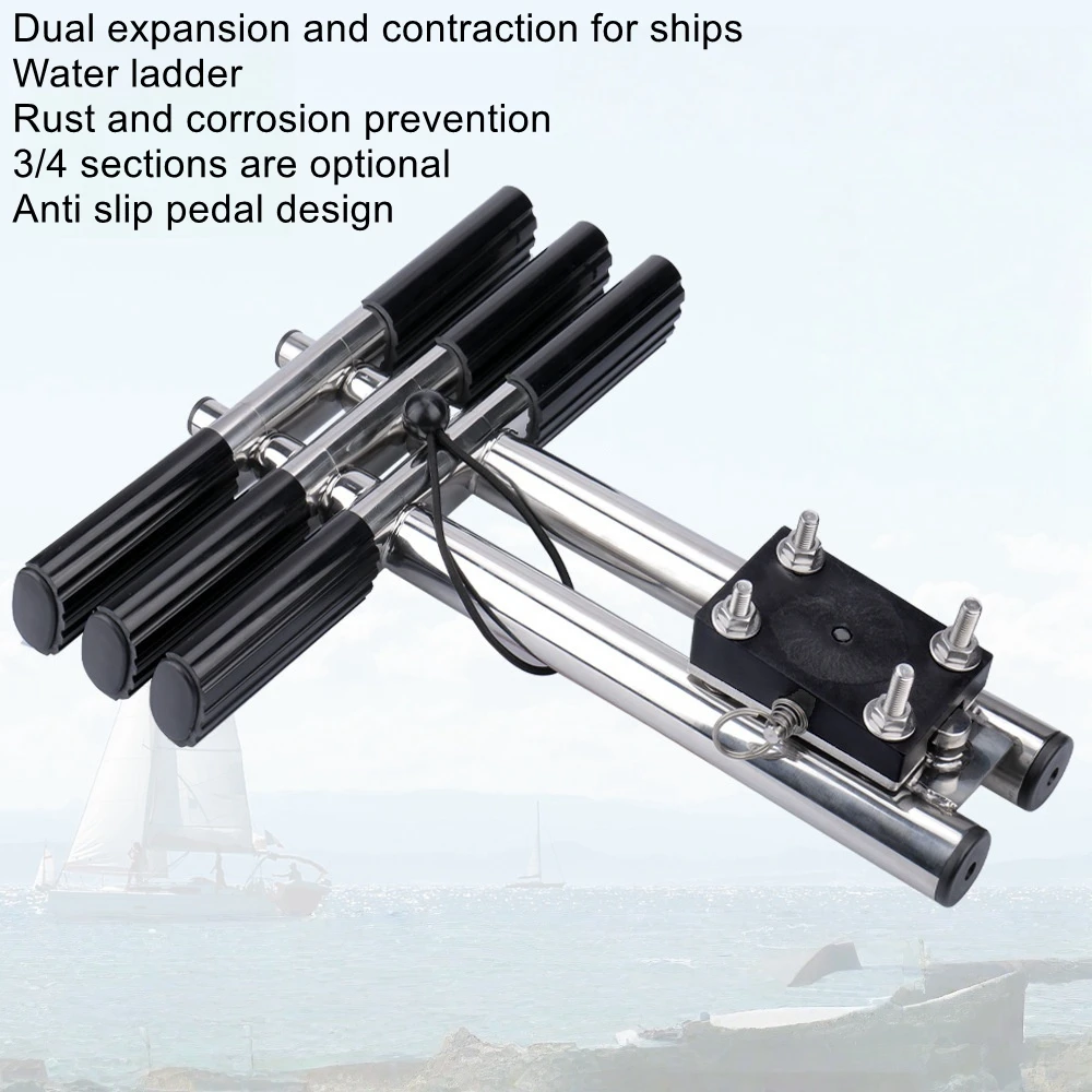 Marine stainless steel launch ladder, yacht concealed folding telescopic ladder, deck ladder, marine hardware accessories
