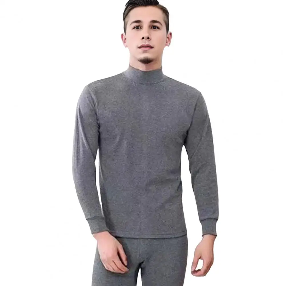 Fleece-lined Thermal Long Johns Men's Winter Thermal Underwear Set with Turtleneck Top Slim Fit Pants Warm Cozy for Sports