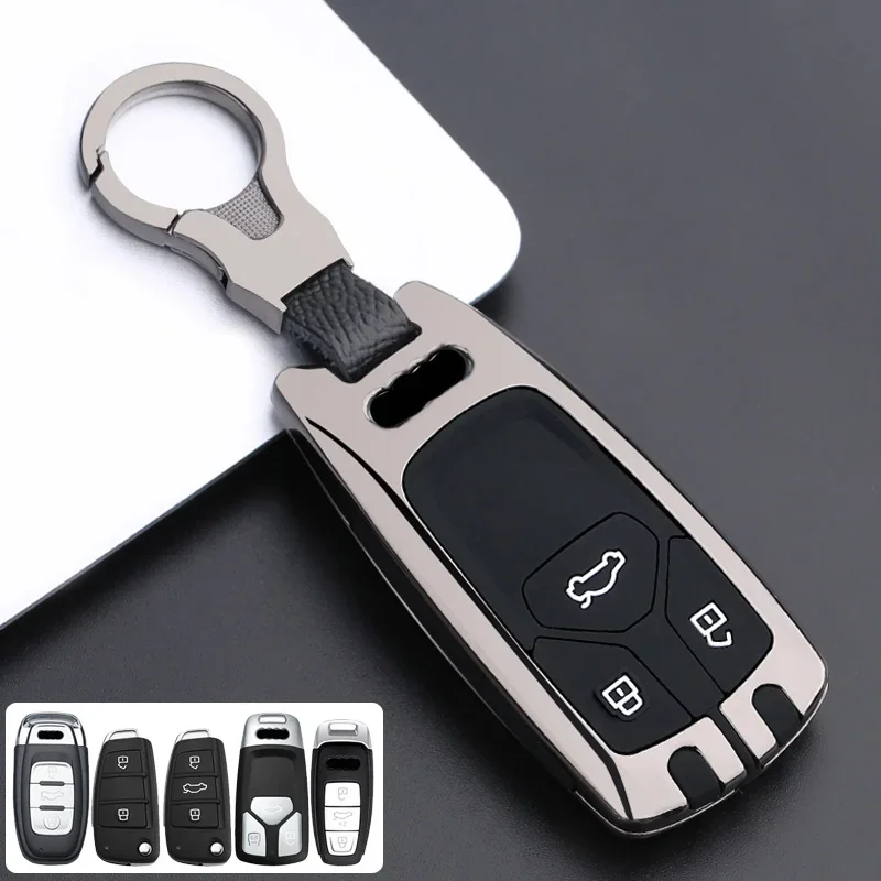 

Zinc Alloy +Silicone Car Key Case Cover For Audi A4 B9 A5 A6 8S 8W Q5 Q7 4M S4 S5 S7 TT TTS TFSI RS Remote Key Protection Shell