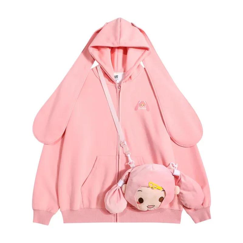 

New s8s9 Miku Jacket Detachable Rabbit Ear Hooded Sweater Anime Peripheral Zipper Cardigan Cartoon Cosplay Costume With ❤2025 ☆
