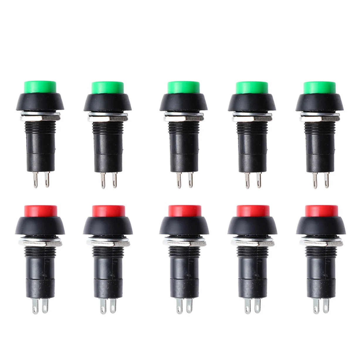 

20 Pcs 12MM Thread Self Locking Momentary SPST Latching Type Push Button (Green & Red) spst push button