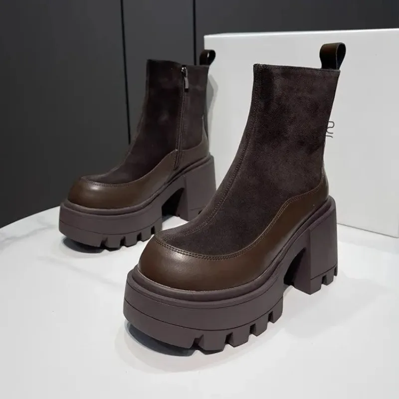 

Новые женские ботинки в стиле ретро, ​​модные ботинки на платформе, изысканная плюшевая теплая зимняя обувь для женщин, роскошная дизайнерская обувь, Botas Mujer