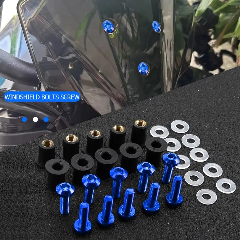 

5MM 10PCS Windscreen Windshield Bolts Screw Nut Fastener Kit For Suzuki GSXR GSX-R 600 750 1000 K1 K2 K3 K4 K5 K6 K7 K8 K9 K11