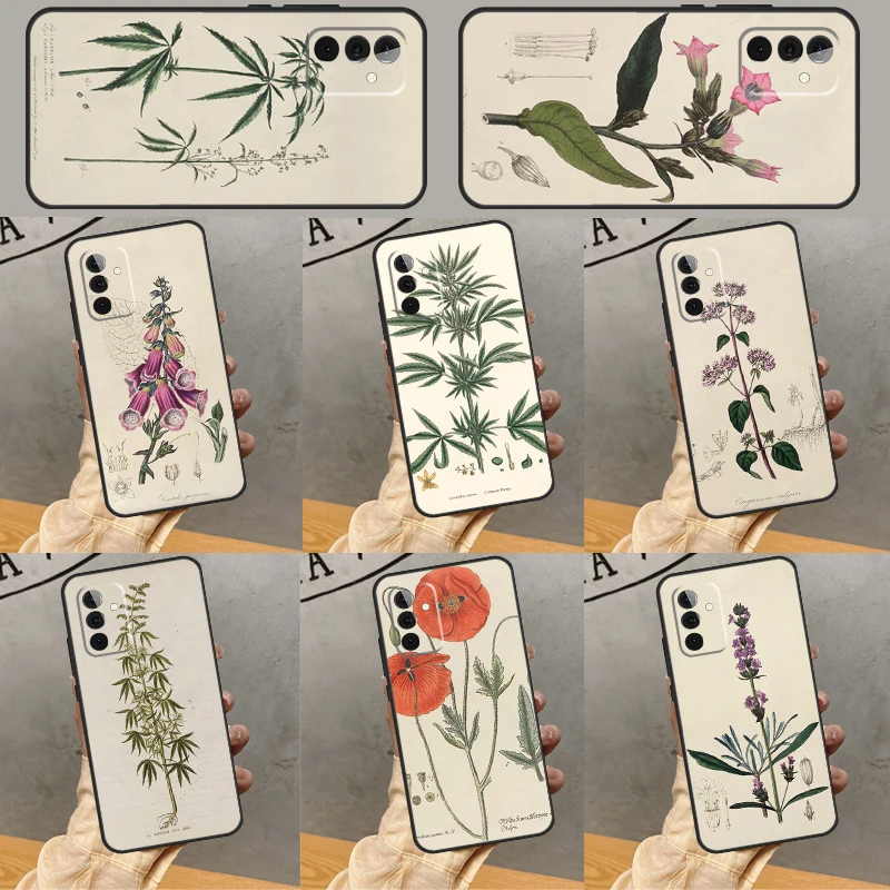 Botanical Drawings Flowers Capa For Samsung Galaxy A52 A32 A12 A14 A24 A34 A54 A51 A71 A73 A53 A33 A23 A13 A21S Case