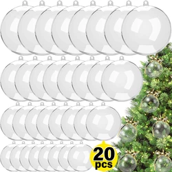 20/1PCS Christmas Transparent Ball Plastic Fillable Bauble Xmas Tree Hanging Ornament Decoration for Home Wedding Party Gift Box