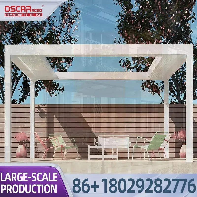 Building Deck Yard Awnings Terrace Canopy Rainproof Electric Gazebo Bioclimatic Louvered Aluminum Pergola Customized pergola