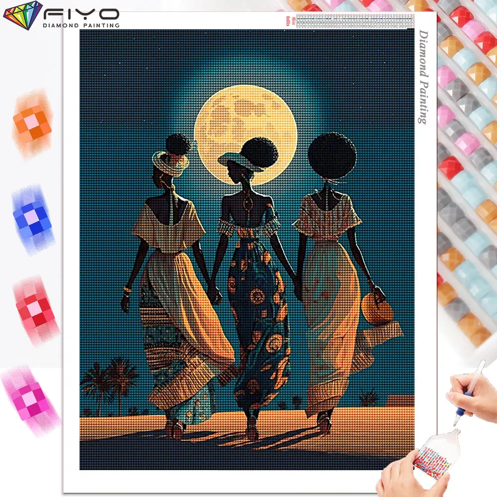 5D DIY Diamond Painting African Woman Full Square New Arrival Embroidery Portrait Mosaic Black Girl Handicraft Home Decor