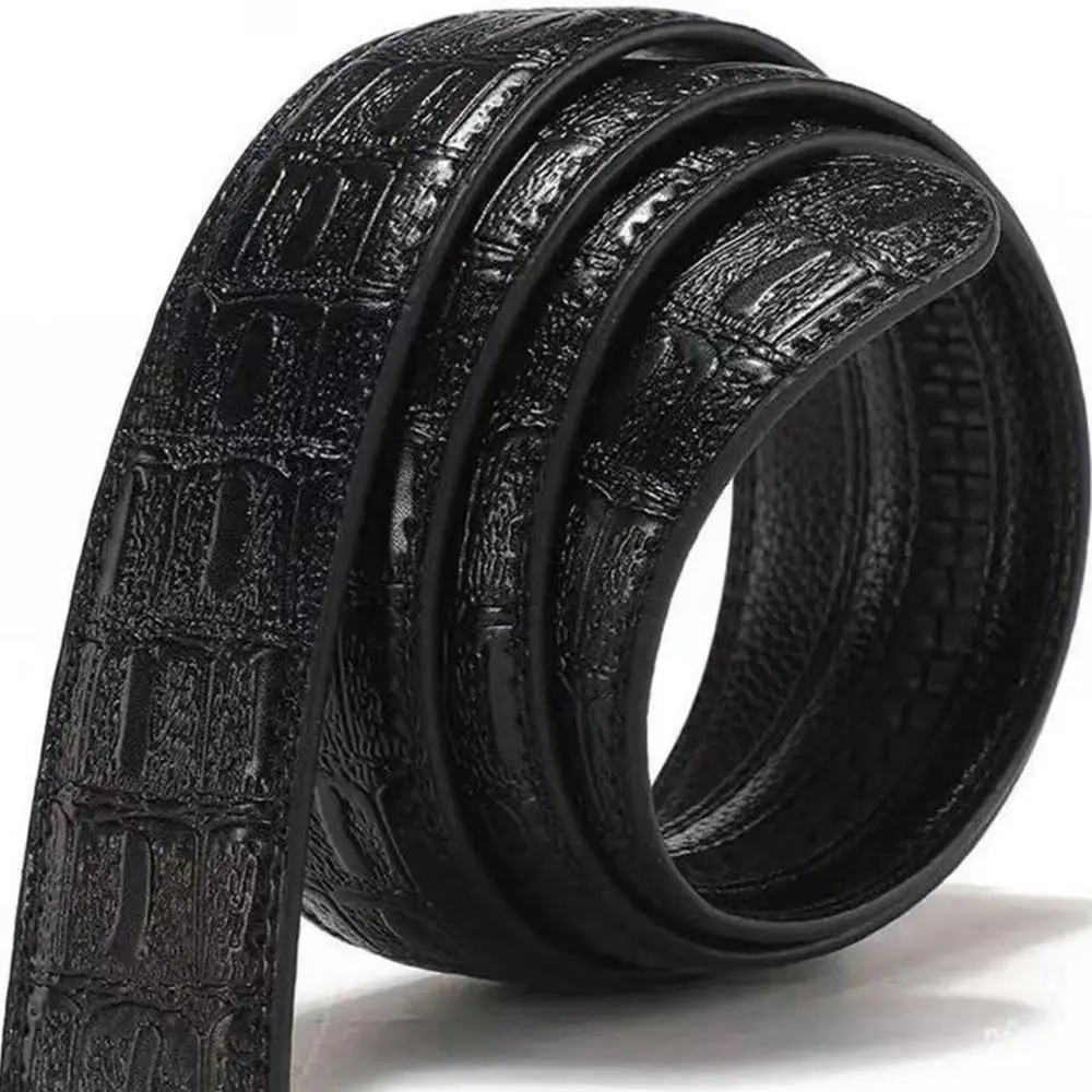 Automatic Buckle Waistband Men's Leather Belt Business Casual Crocodile Pattern Leather Belt