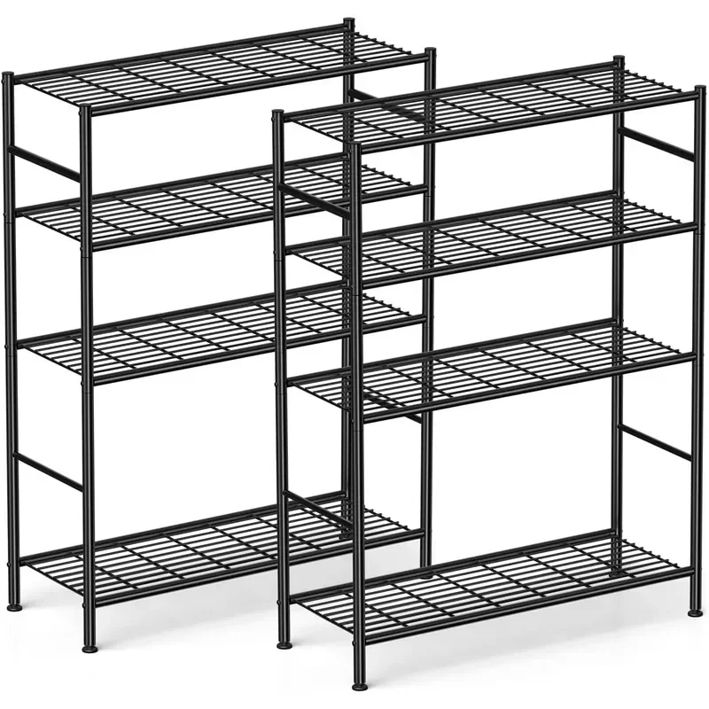 4-Tier Metal Storage Shelves 33.1 x 12.6 x 57.2 Heavy Duty Utility Shelving Unit Rust-Resistant Organizer Rack for Garage
