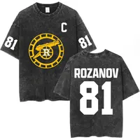 Renaltería calentada Ilya Rozanov 81 Boston Raiders Vintage camiseta lavada hombres mujeres ropa moda camisetas de manga corta de gran tamaño