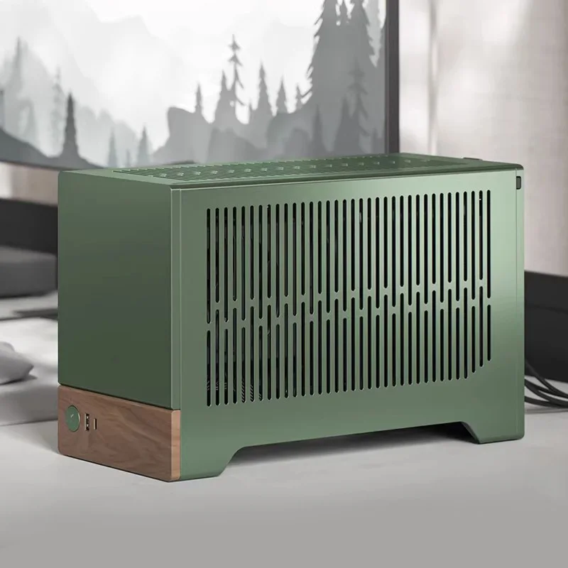 

Портативный компьютерный корпус Mini из анодированного алюминия Fractal ITX Walnut для настольных ПК, поддержка видеокарт до 322 мм, высококачественный декоративный дизайн