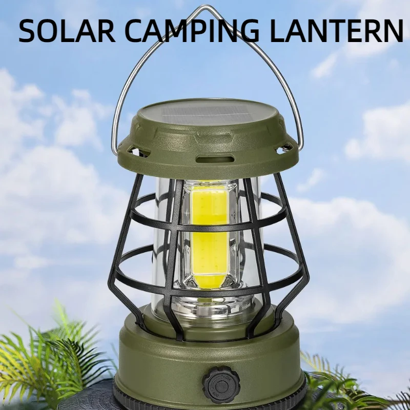 

Solar Camping Lantern Removable Battery Rechargeable Vintage Horse Lamp Dimming Tent Light Outdoor Fishing Portable Flashlight