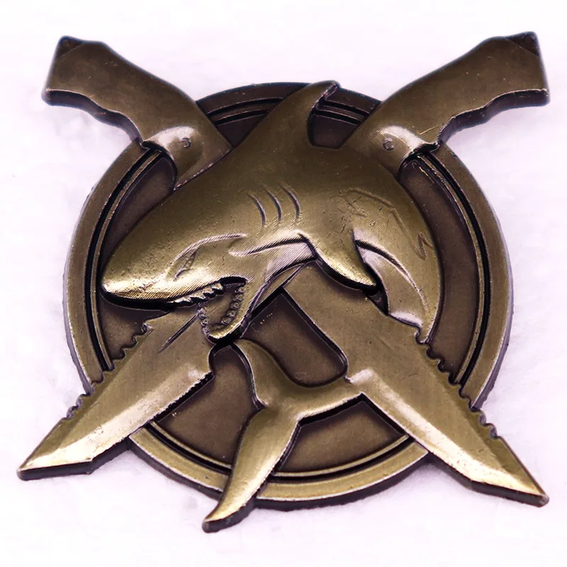 CS Shooter Game STG Metal Brooch Shark Logo Badge Fashion Jewellery Clothes Hat Backpack Accessory Gifts