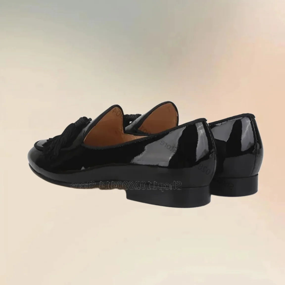 Burgandy Black Tassels Decor Patent Leather Loafers Fashion Slip On Men Shoes Luxurious Handmade Party Banquet Men Dress Shoes