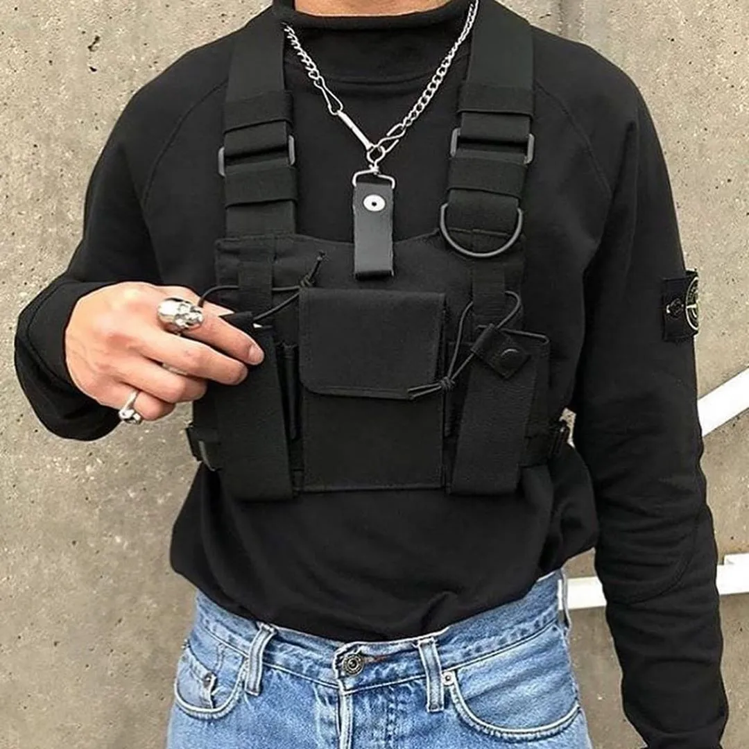 Hip-hop Streetwear Men Chest Rig Bag New Fashion Unisex Tactical Vest Backpacks Multi-function Sport Travel Storage Pockets